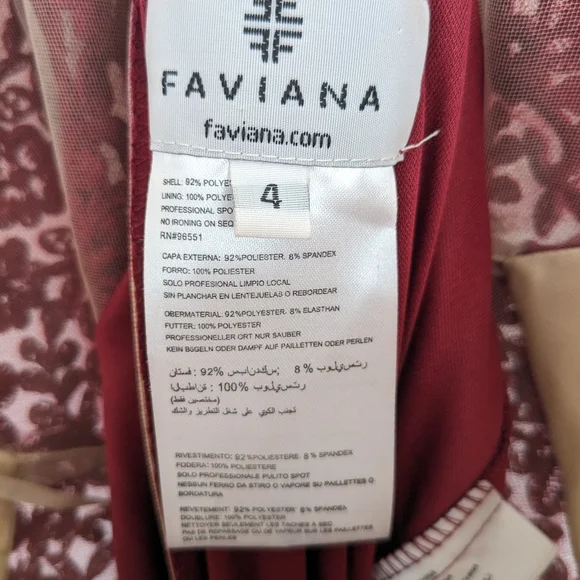 Faviana Lace Appliqued Long Mesh V-Neck Dress - Picture 8 of 11